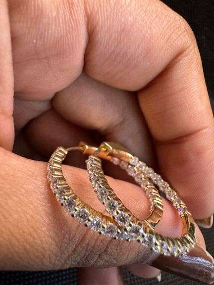 14K Yellow Gold Lab Diamond Hoops