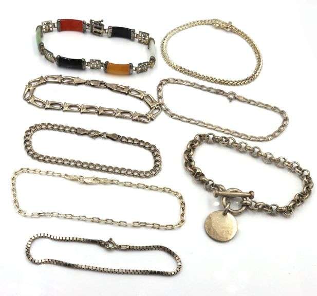 Group lot of 8 Vintage 925 sterling silver bracelets