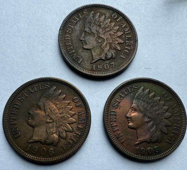 1906 1907 1908 Near Unc Indian Head Cents