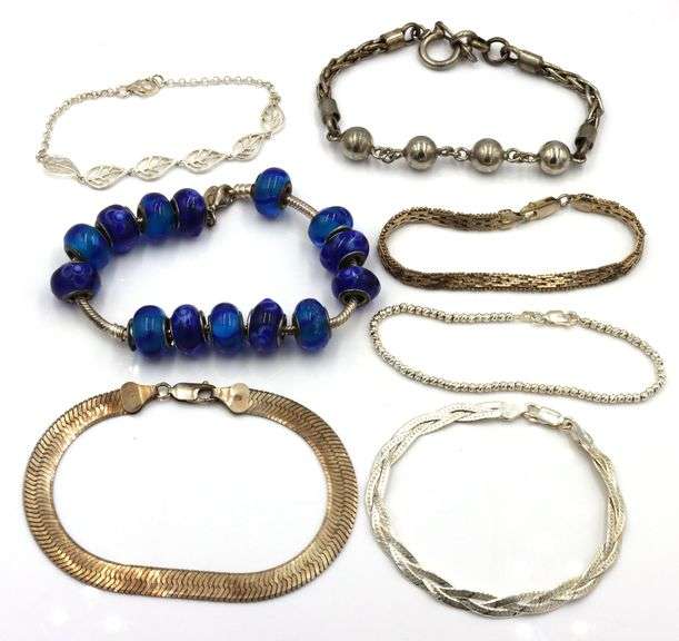 Group lot of 7 Vintage 925 sterling silver bracelets
