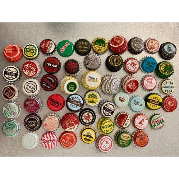 Lot of 100 Vintage and Vintage-Style Soda Bottle Caps