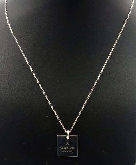 Gucci Logo square pendant on chain necklace