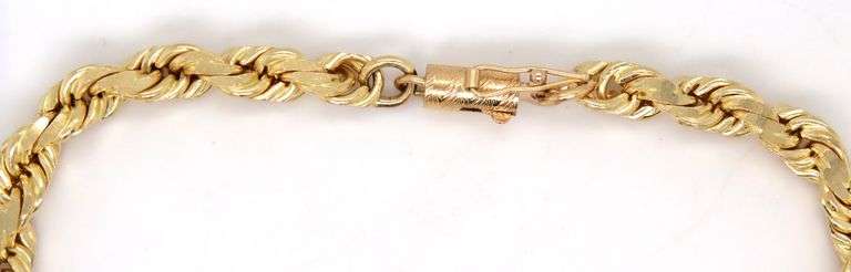 Unisex 10K YG Diamond Cut Rope Bracelet