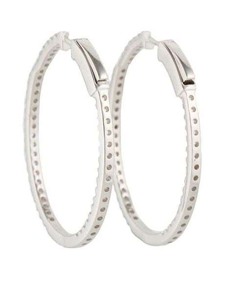 New 1.57ctw Round Diamond Inside Out Oval Hoop Earrings in 14K