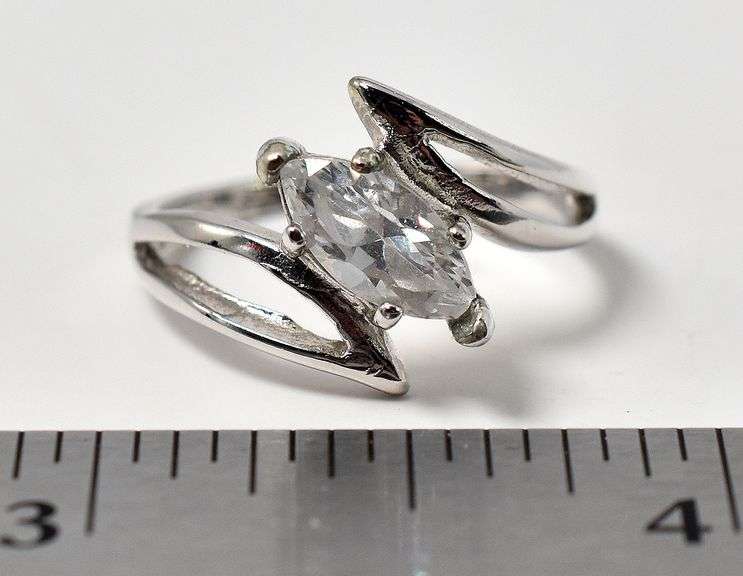 Clear Marquise Cut CZ Band Ring in sterling Silver