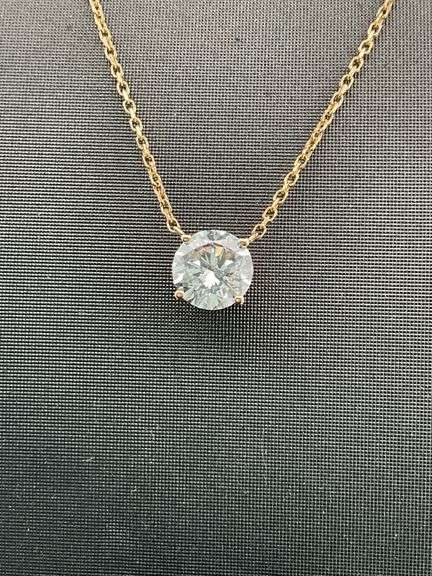 BRAND NEW 14K YELLOW GOLD DIAMOND SOLITAIRE CHAIN AND PENDNANT