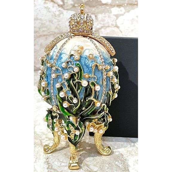 24K Gold Imperial Fabergé Egg with 260 Crystals & 90 Pearls