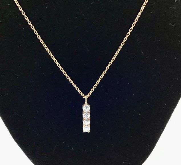 14K Rose Gold Vertical Drop Necklace