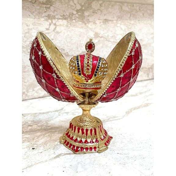 24K Gold Coronation Fabergé Egg & Bracelet Set