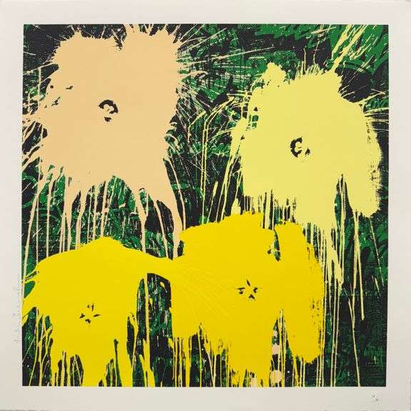 Highly Collectible Mr. Brainwash Screenprint Signed Flowarh$ with Thumbprint