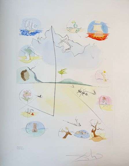 Exclusive Salvador Dali Pencil Signed Limited Edition Etching and Color Stencil from 'Twelve Tribes 