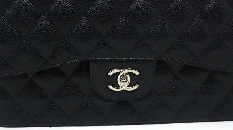 Chanel large black double flap Caviar bag