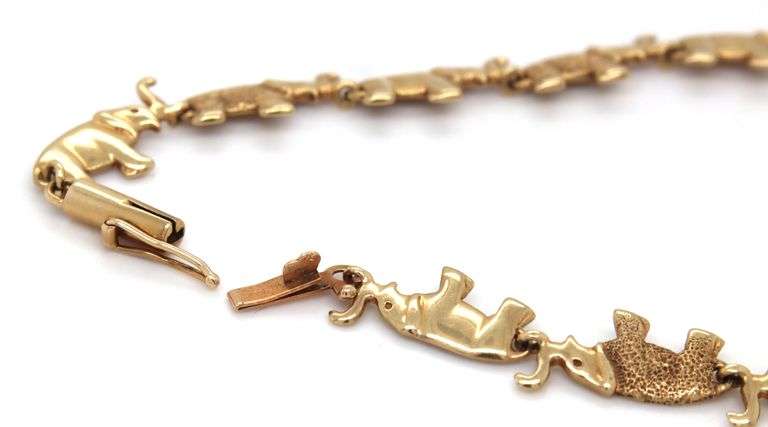 Neat 14K YG Elephant Link Bracelet