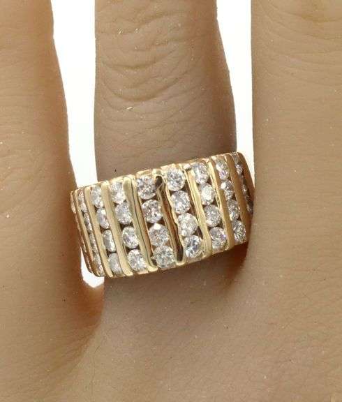 14kt Yellow gold 1.50ctw channel set 9 row diamond dome ring