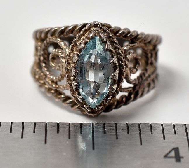 Vintage Blue Topaz Ring in Sterling Silver