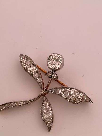 CERTIFIED UNIQUE ANTIQUE FK LADIES DIAMOND BROOCH