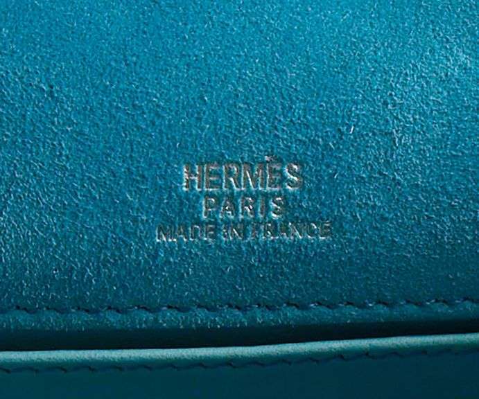 Hermes Kelly Doblis Mini Turquoise Suede Clutch W/Dustbag
