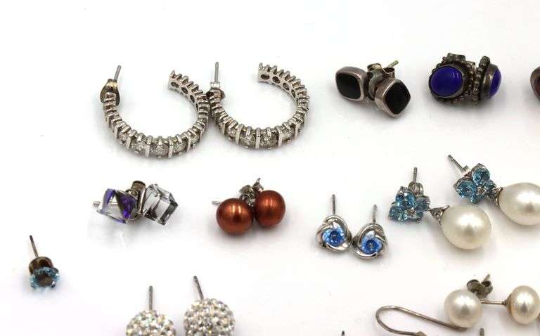 Group lot of vintage 925 sterling silver earrings