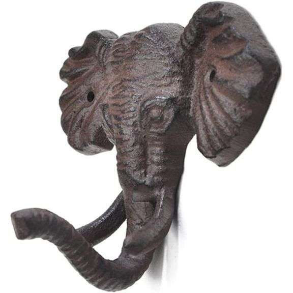 Cast Iron Elephant Head Wall Hook