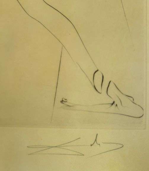 Rare Salvador Dali Pencil Signed Etching on Parchment Paper from 'Roi je t'attends à Babylone' suite
