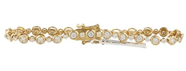New 2.97ctw Diamond Alternating Bezel Set Bracelet in 14K