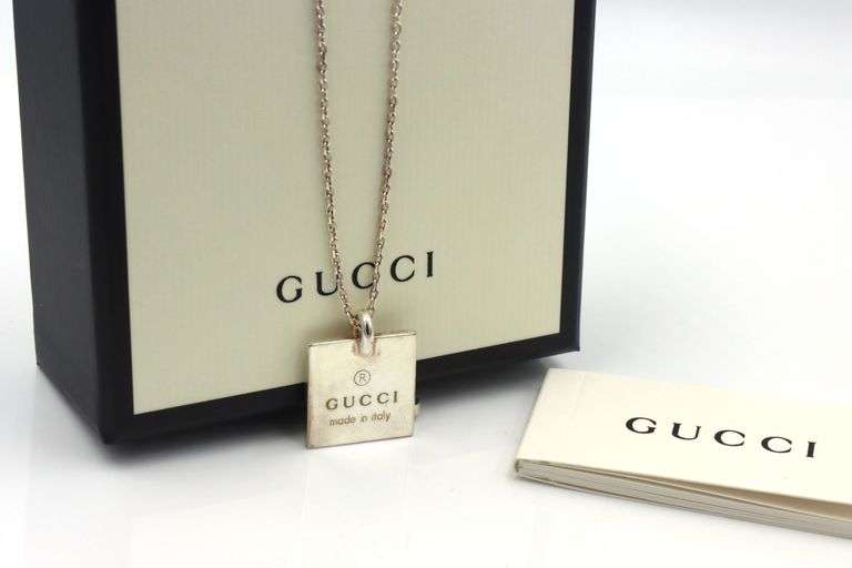 Gucci Logo square pendant on chain necklace