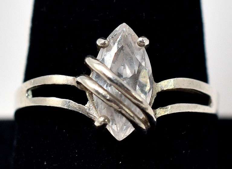 White Cz Ring in Sterling Silver