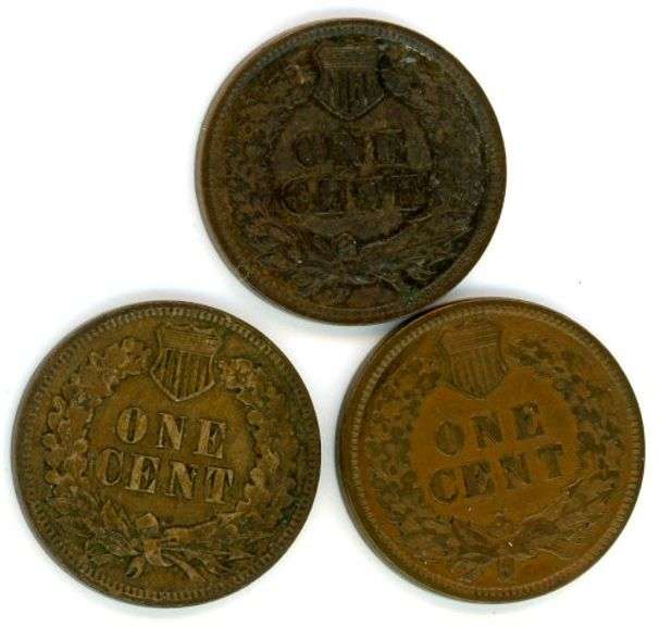 Three Higher Grade Circulated Indian Head Cents: 1901, 1905, 1908