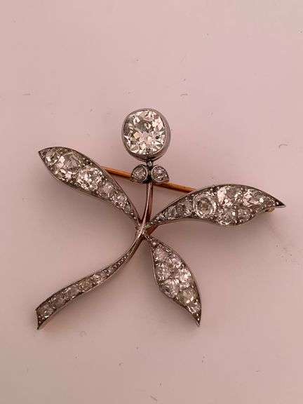 CERTIFIED UNIQUE ANTIQUE FK LADIES DIAMOND BROOCH