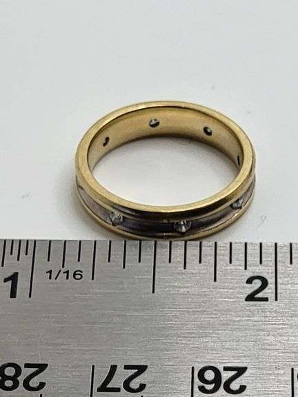 14k yellow & White gold diamond band, size 5.5 -4.0 gr