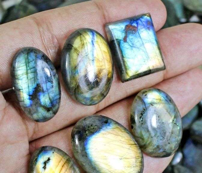 Talk about color! Look at this 2,600ct collection of Labradorite!