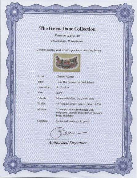 Exclusive Charles Fazzino Signed Limited Edition 3D Mixed Media 'From Hot Pastrami to Cold Salami'