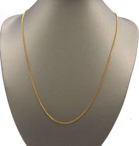 19kt Yellow gold 2mm curb link chain necklace