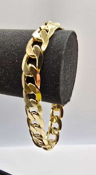 Sharp 34.5 Gram 14 Kt Gold Plate Cuban Link Bracelet