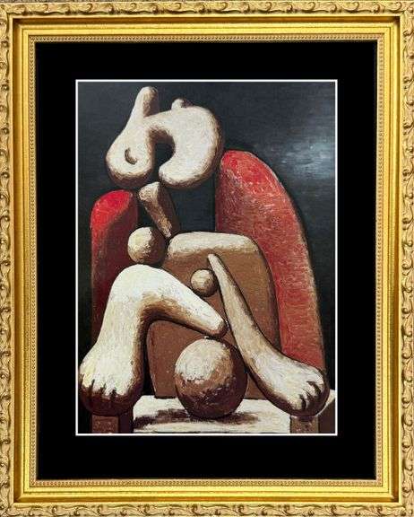 Vintage Pablo Picasso, Woman in a Red Armchair