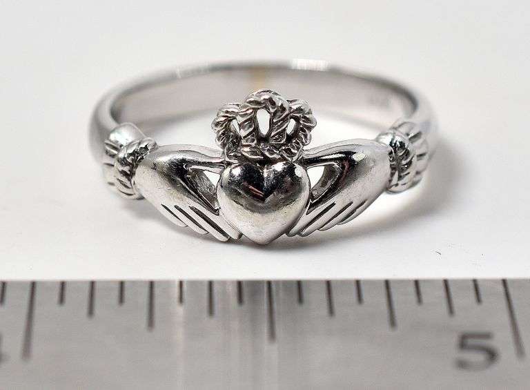 Perfect 14k White Gold Claddagh Ring