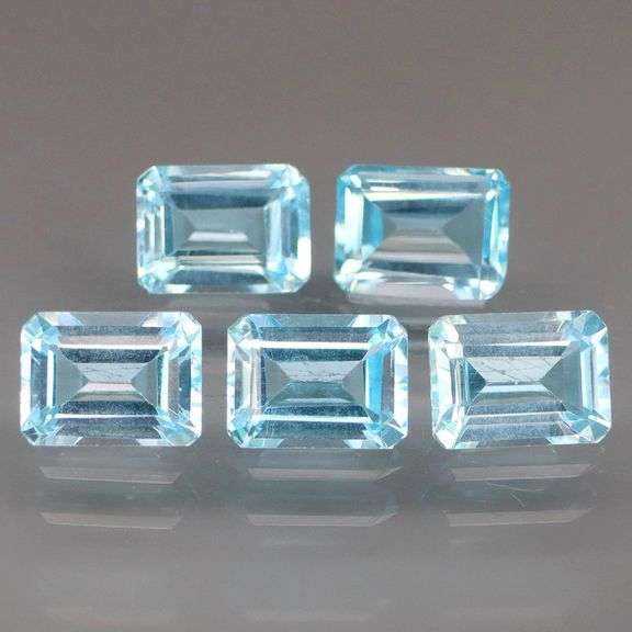Matched! 5 piece 10ct full fire sky blue Topaz set