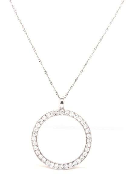 Platinum 1ctw diamond open circle pendant on chain