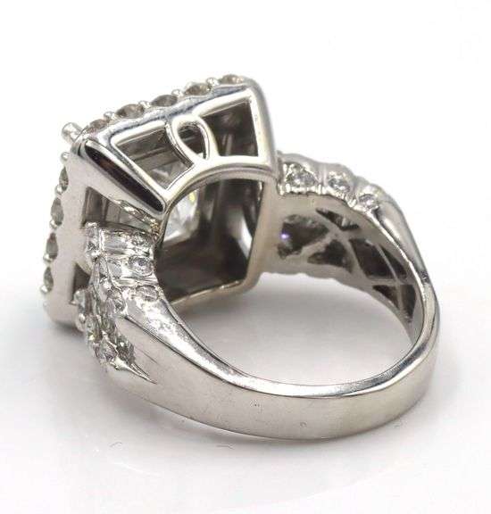 Platinum 7.27ct lab grown diamond halo ring