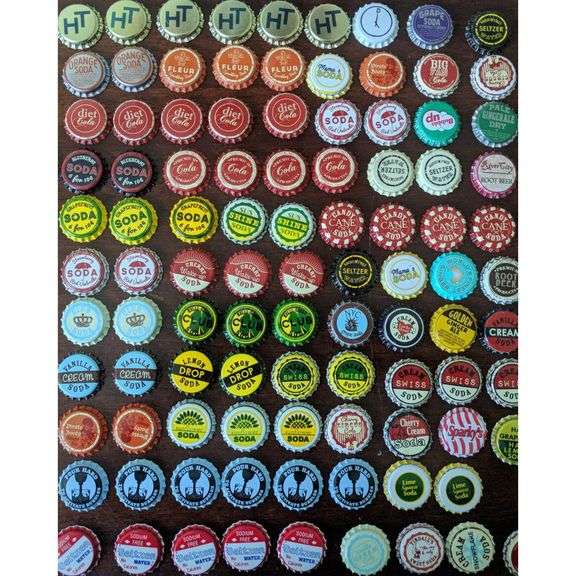 Lot of 100 Vintage and Vintage-Style Soda Bottle Caps
