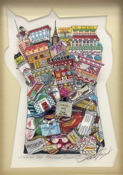 Exclusive Charles Fazzino Signed Limited Edition 3D Mixed Media 'Up Madison, Down 5th'