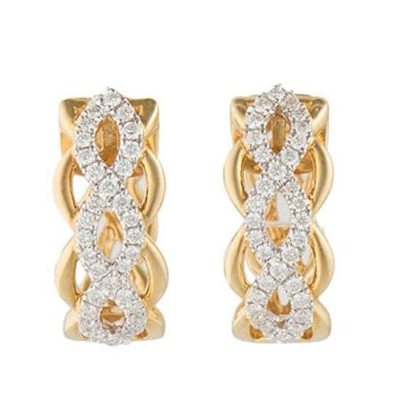 New 0.50ctw Diamond Woven Braided Hoop Earrings in 14K