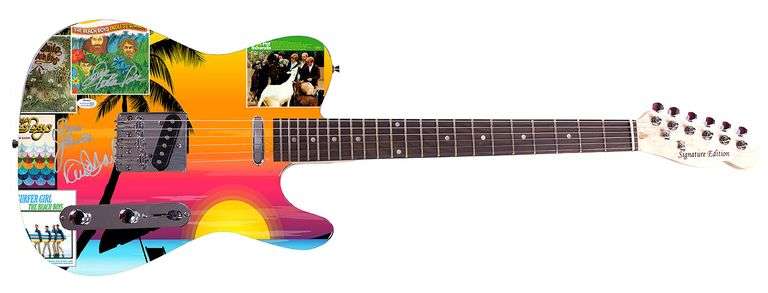 The Beach Boys Johnston Marks Mike Love Signed Graphics Guitar ACOA Exact Proof
