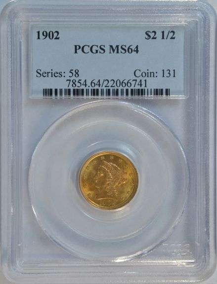 Super Near Gem BU 1902 $2.50 Liberty Gold Piece. PCGS MS64