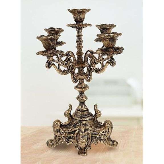 Cast Iron Bronze Candle Holder