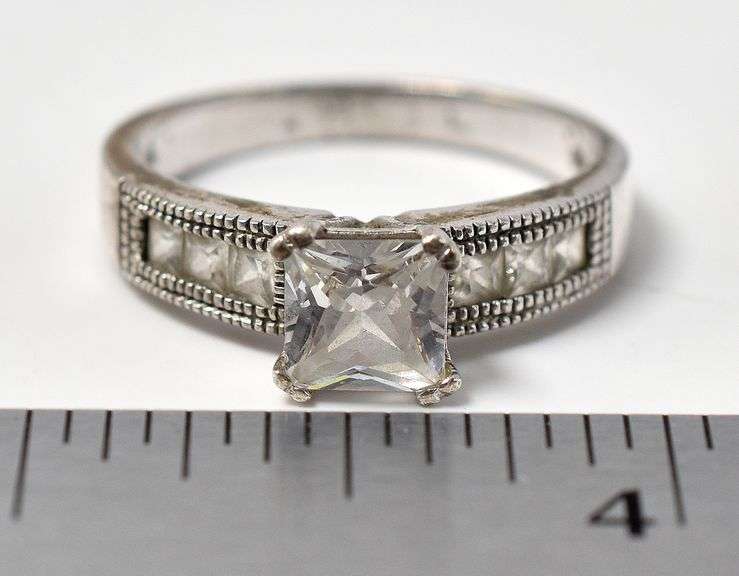 White Cz Band Ring in Sterling Silver