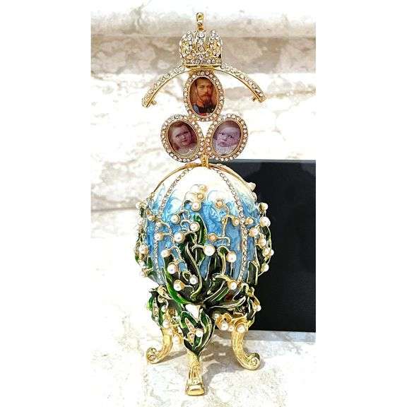 24K Gold Imperial Fabergé Egg with 260 Crystals & 90 Pearls