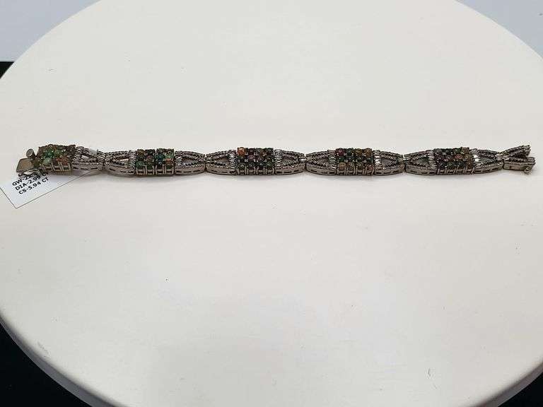 Elegant over 5.5ct Natural black opal with 2.99 ct diamond Bracelet-  in Sterling Silver – Size 7