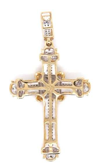 Diamond Covered 10K YG Cross Pendant