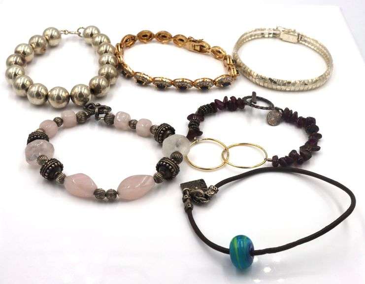 Group lot of 6 Vintage 925 sterling silver bracelets